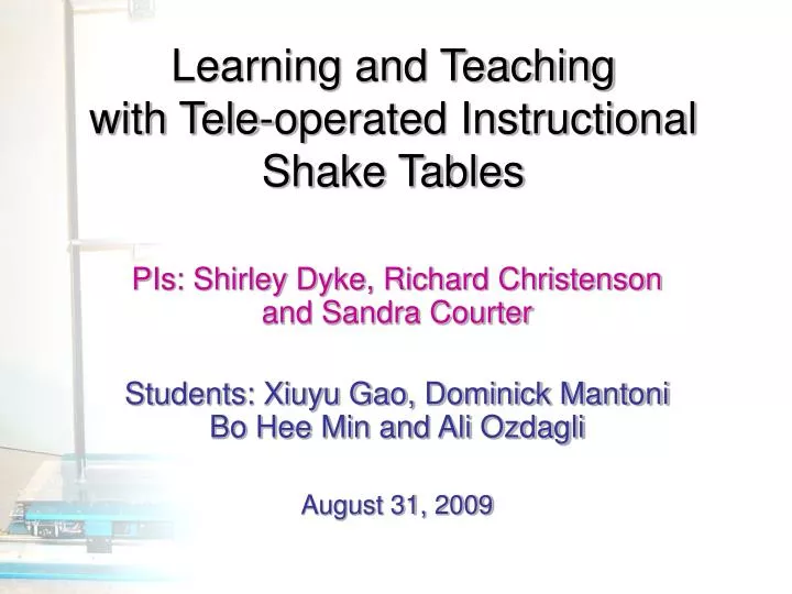 learning and teaching with tele operated instructional shake tables