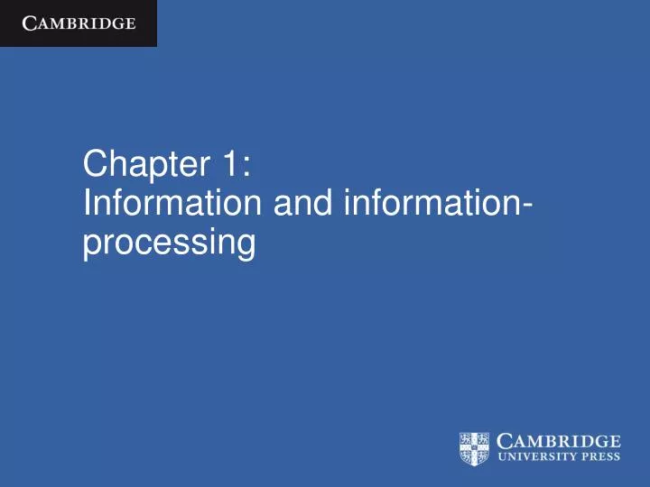 chapter 1 information and information processing