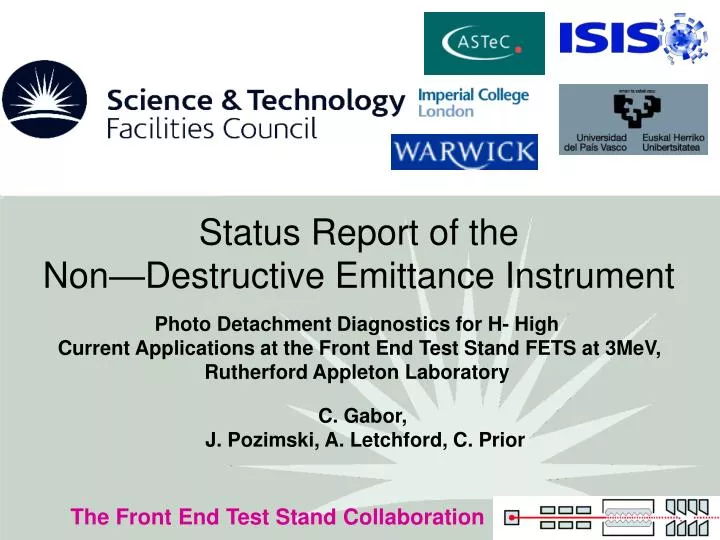 status report of the non destructive emittance instrument