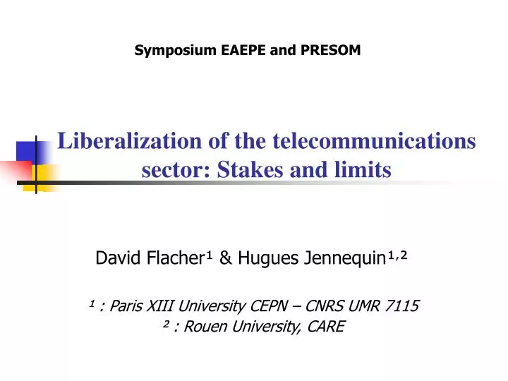 david flacher hugues jennequin paris xiii university cepn cnrs umr 7115 rouen university care