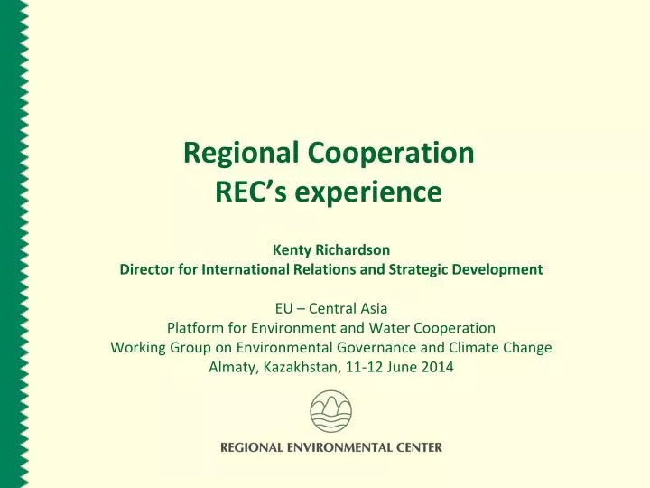 regional cooperation rec s experience