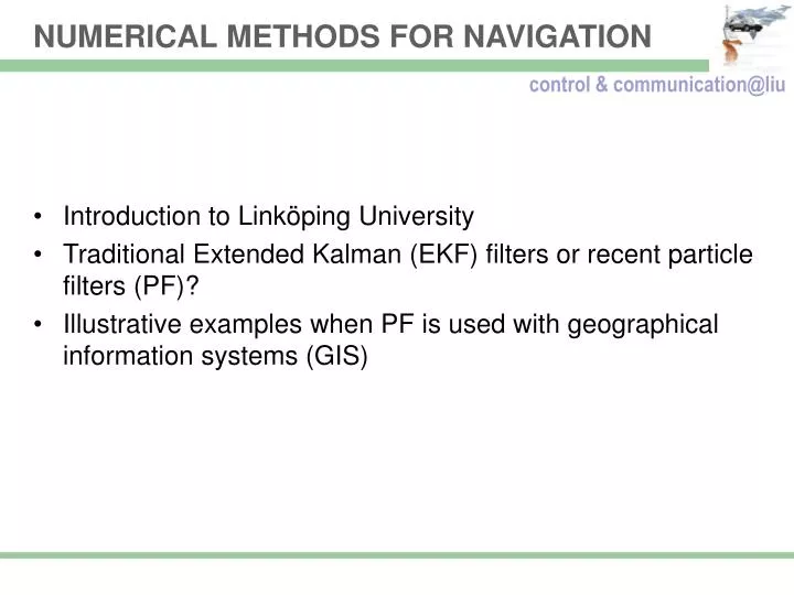 numerical methods for navigation