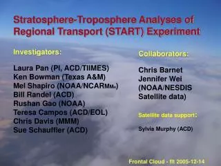 Stratosphere-Troposphere Analyses of Regional Transport (START) Experiment