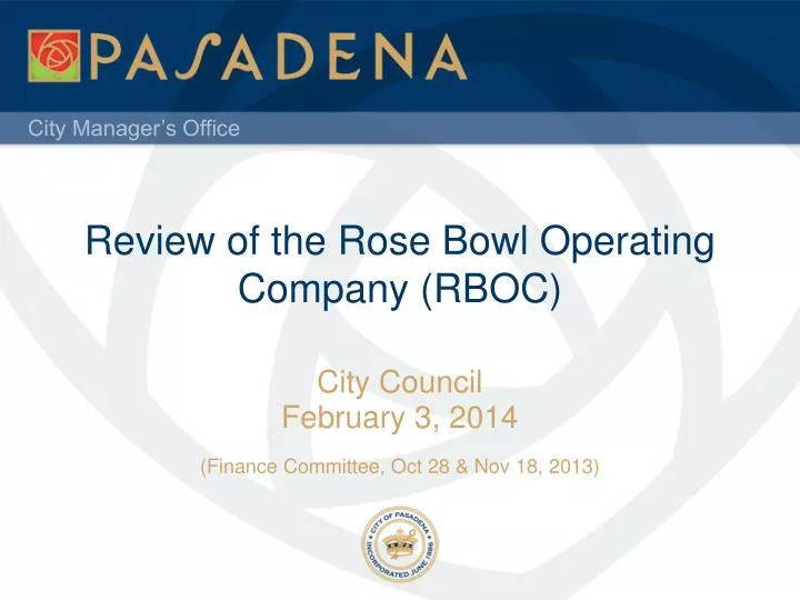 review of the rose bowl operating company rboc