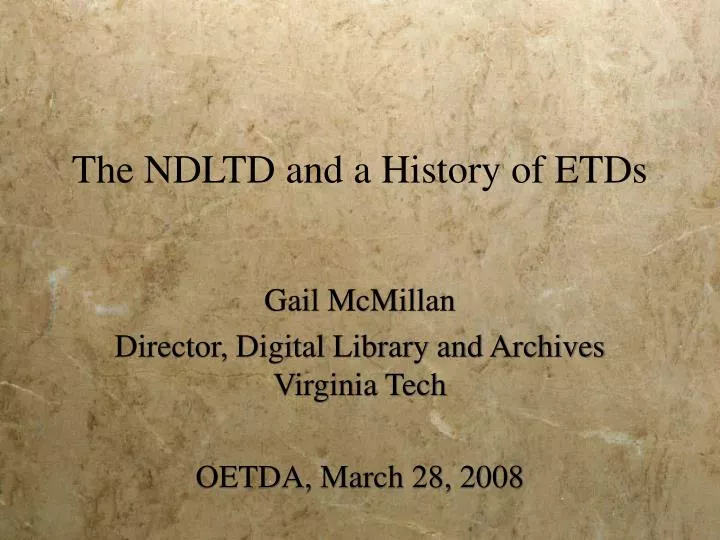 the ndltd and a history of etds