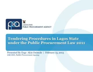 Tendering Procedures in Lagos State under the Public Procurement Law 2011