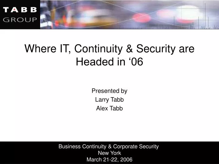 where it continuity security are headed in 06