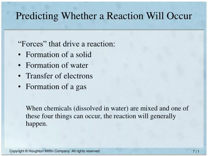 predicting whether a reaction will occur