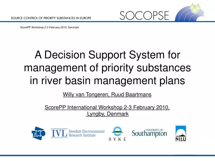 a decision support system for management of priority substances in river basin management plans