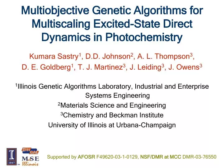 multiobjective genetic algorithms for multiscaling excited state direct dynamics in photochemistry