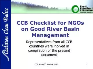 CCB Checklist for NGOs on Good River Basin Management