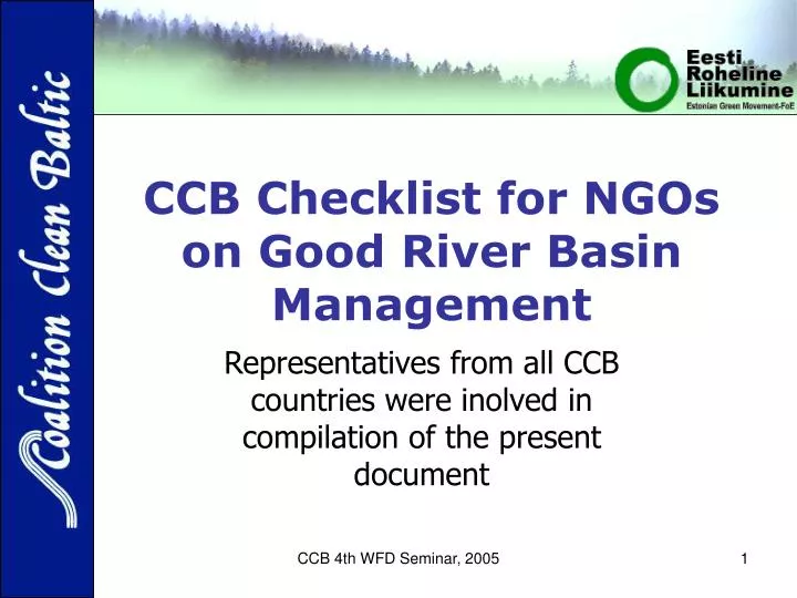 ccb checklist for ngos on good river basin management
