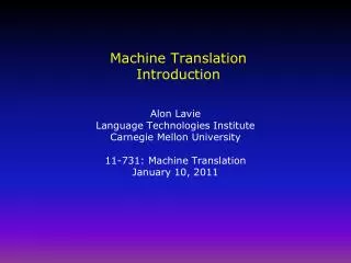 Machine Translation Introduction