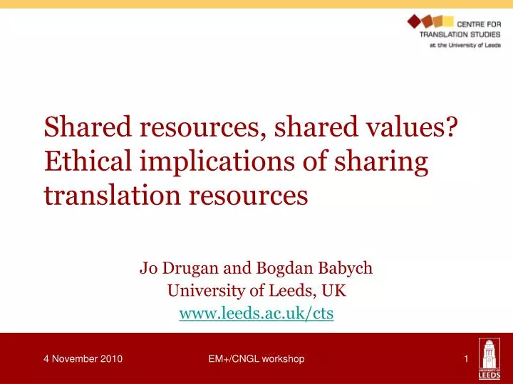 shared resources shared values ethical implications of sharing translation resources