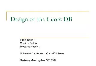 Design of the Cuore DB