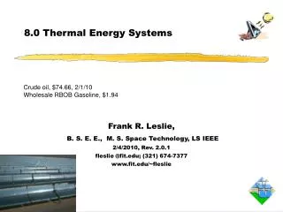 8.0 Thermal Energy Systems