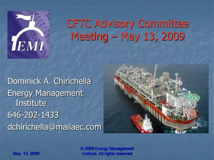 cftc advisory committee meeting may 13 2009