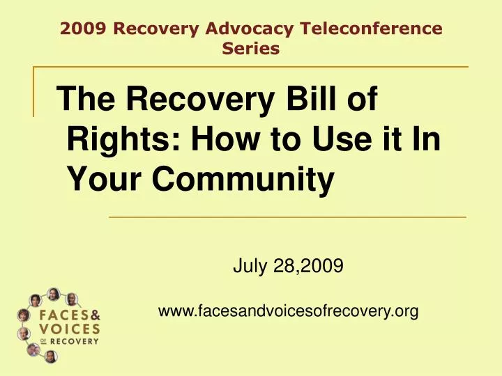 2009 recovery advocacy teleconference series