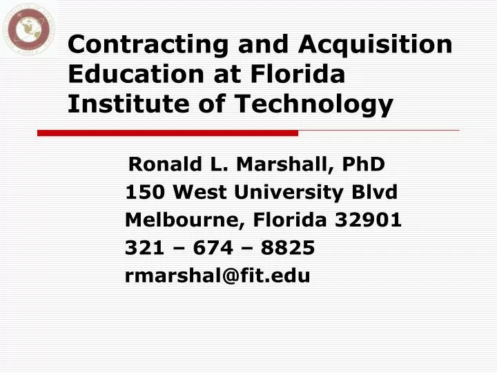contracting and acquisition education at florida institute of technology