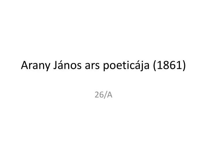 arany j nos ars poetic ja 1861