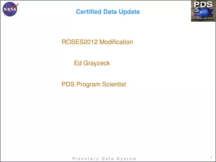 certified data update