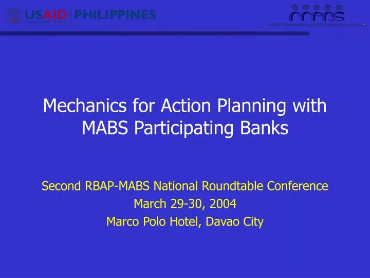 mechanics for action planning with mabs participating banks