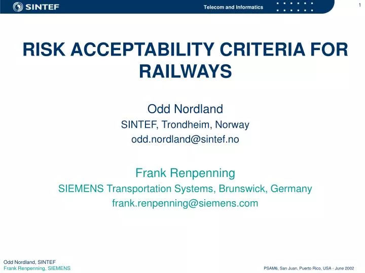 risk acceptability criteria for railways