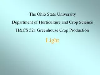 The Ohio State University Department of Horticulture and Crop Science