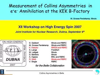 Measurement of Collins Asymmetries in e + e - Annihilation at the KEK B-Factory
