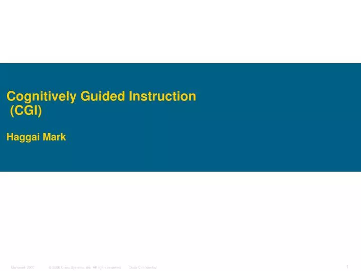 cognitively guided instruction cgi haggai mark