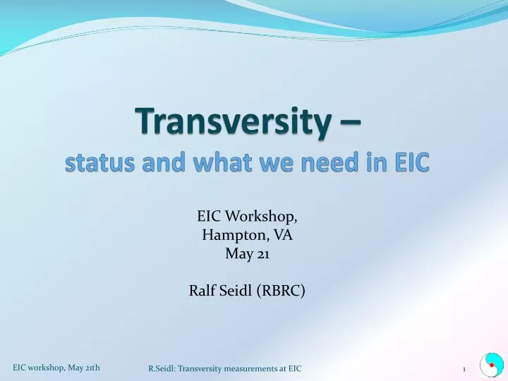 transversity status and what we need in eic