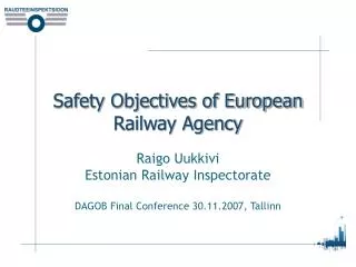 Safety Objectives of European Railway Agency