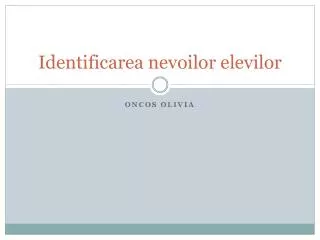 identificarea nevoilor elevilor
