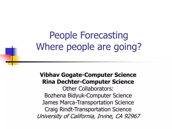 people forecasting where people are going