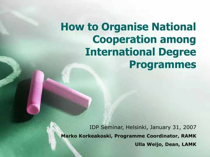 how to organise national cooperation among international degree programmes