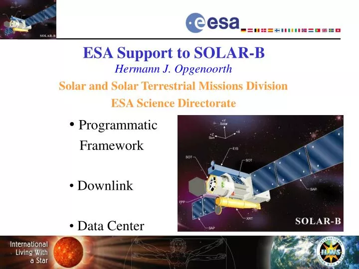 esa support to solar b