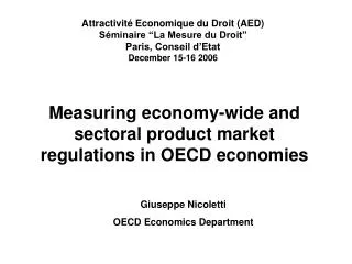 Measuring economy-wide and sectoral product market regulations in OECD economies