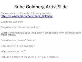 Rube Goldberg Artist Slide