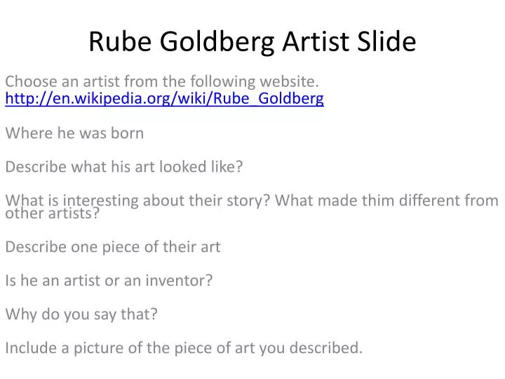 rube goldberg artist slide