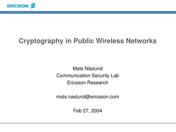 cryptography in public wireless networks