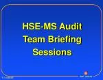 HSE-MS Audit Team Briefing Sessions