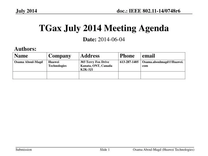 tgax july 2014 meeting agenda