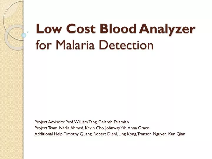 low cost blood analyzer for malaria detection