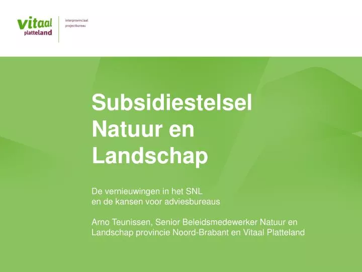 subsidiestelsel natuur en landschap