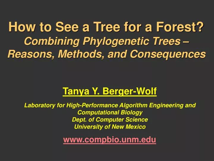 how to see a tree for a forest combining phylogenetic trees reasons methods and consequences