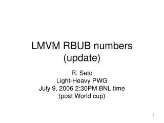 LMVM RBUB numbers (update)