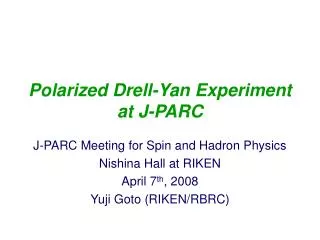 Polarized Drell-Yan Experiment at J-PARC