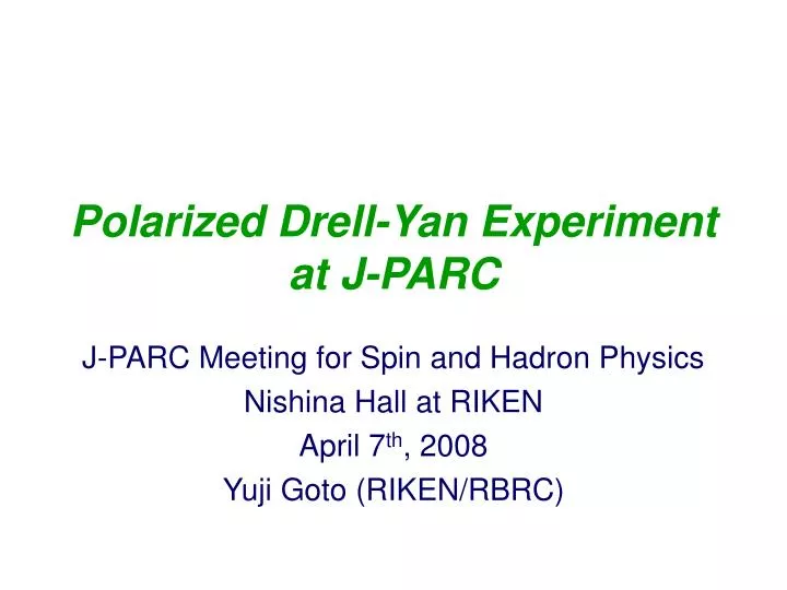 polarized drell yan experiment at j parc