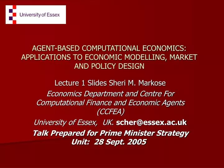 agent based computational economics applications to economic modelling market and policy design