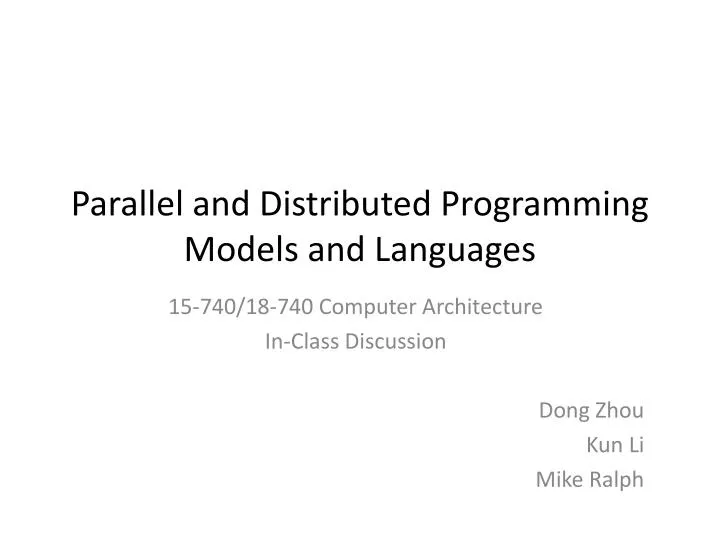 parallel and distributed programming models and languages